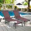 image:imageVEVOR 2 Pcs Chaise Lounge Chairs Outdoor Aluminum Patio Lounge Chair with Adjustable 5Position Folding Pool Chairs Recliner and Full Flat Tanning Chair for Patio Beach Pool Blue 2 pcsBrown