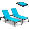image:imageVEVOR 2 Pcs Chaise Lounge Chairs Outdoor Aluminum Patio Lounge Chair with Adjustable 5Position Folding Pool Chairs Recliner and Full Flat Tanning Chair for Patio Beach Pool Blue 2 pcsBlue
