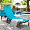 image:imageVEVOR 2 Pcs Chaise Lounge Chairs Outdoor Aluminum Patio Lounge Chair with Adjustable 5Position Folding Pool Chairs Recliner and Full Flat Tanning Chair for Patio Beach Pool Blue 2 pcsBlue