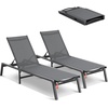 image:imageVEVOR 2 Pcs Chaise Lounge Chairs Outdoor Aluminum Patio Lounge Chair with Adjustable 5Position Folding Pool Chairs Recliner and Full Flat Tanning Chair for Patio Beach Pool Blue 2 pcsGrey