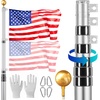 image:imageVEVOR 20FT Telescoping Flag Pole Kit Heavy Duty Aluminum Alloy in Ground Flag Poles for Outside 3 Display Modes Flagpole with 3x5 American Flag Professional Accessories SilverSilver