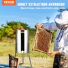 image:imageVEVOR 3 Frame Honey Extractor Stainless Steel Manual Beekeeping Extraction Honeycomb Drum Spinner with Transparent Lid Apiary Centrifuge Equipment with Height Adjustable Stand3 Frame