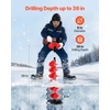 image:imageVEVOR 6 Diameter 39 Length Nylon Corless Ice Auger Drill Bit for Ice Fishing with Extra 118 Extension Rod Drill Adapter Top Plate and Blade GuardRed