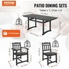 image:imageVEVOR 7 Pieces Patio Dining Set Outdoor Rectangle Furniture Table and Chairs Set All Weather Garden Furniture Table Sets HIPS Patio Conversation Set for Lawn Deck Backyard PoolsideBlack7 Piece