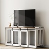 image:imageVEVOR 72Dog Crate Furniture for 2 DogsDouble Dog Crate Furniture with Double Sliding DoorsLarge Dog Crate TV Stand with Removable TraySteel Frame Double Dog Crate for SmallMediumLarge Dogs White709L x 236W x 339H