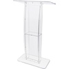 image:imageVEVOR Acrylic Podium 47 Clear Acrylic Podium Stand with Wide Reading Surface amp Storage Shelf FloorStanding Clear Pulpits Acrylic for Church Office School47 White