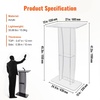 image:imageVEVOR Acrylic Podium 47 Clear Acrylic Podium Stand with Wide Reading Surface amp Storage Shelf FloorStanding Clear Pulpits Acrylic for Church Office School47 White