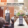 image:imageVEVOR Acrylic Podium 47 Clear Acrylic Podium Stand with Wide Reading Surface amp Storage Shelf FloorStanding Clear Pulpits Acrylic for Church Office School47 Black