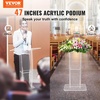 image:imageVEVOR Acrylic Podium 47 Clear Acrylic Podium Stand with Wide Reading Surface amp Storage Shelf FloorStanding Clear Pulpits Acrylic for Church Office School47 White