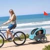 image:imageVEVOR Bike Trailer for Toddlers Kids Single amp Double Seat Options 2in1 Canopy Carrier with Strong Frame Converts to Stroller Tow Behind Foldable Child Bicycle Trailer with Universal Coupler110lb W20in Wheel