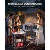 image:imageVEVOR Camping Kitchen Table Outdoor Camp Cooking Table Aluminum Portable Cook Station with Storage Cupboard Carrying Bag Detachable Windscreen Quick Setup for BBQ Party Picnic RV Travel BlackBrown