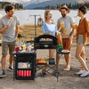 image:imageVEVOR Camping Kitchen Table Outdoor Camp Cooking Table Aluminum Portable Cook Station with Storage Cupboard Carrying Bag Detachable Windscreen Quick Setup for BBQ Party Picnic RV Travel BlackDeep Black