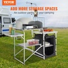 image:imageVEVOR Camping Kitchen Table Outdoor Camp Cooking Table Aluminum Portable Cook Station with Storage Cupboard Carrying Bag Detachable Windscreen Quick Setup for BBQ Party Picnic RV Travel BlackBlack