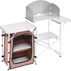 image:imageVEVOR Camping Kitchen Table Outdoor Camp Cooking Table Aluminum Portable Cook Station with Storage Cupboard Carrying Bag Detachable Windscreen Quick Setup for BBQ Party Picnic RV Travel BlackBrown