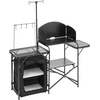image:imageVEVOR Camping Kitchen Table Outdoor Camp Cooking Table Aluminum Portable Cook Station with Storage Cupboard Carrying Bag Detachable Windscreen Quick Setup for BBQ Party Picnic RV Travel BlackDeep Black