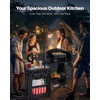image:imageVEVOR Camping Kitchen Table Outdoor Camp Cooking Table Aluminum Portable Cook Station with Storage Cupboard Carrying Bag Detachable Windscreen Quick Setup for BBQ Party Picnic RV Travel BlackDeep Black