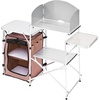 image:imageVEVOR Camping Kitchen Table Outdoor Camp Cooking Table Aluminum Portable Cook Station with Storage Cupboard Carrying Bag Detachable Windscreen Quick Setup for BBQ Party Picnic RV Travel BlackBrown