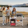 image:imageVEVOR Camping Kitchen Table Outdoor Camp Cooking Table Aluminum Portable Cook Station with Storage Cupboard Carrying Bag Detachable Windscreen Quick Setup for BBQ Party Picnic RV Travel BlackBrown