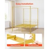 image:imageVEVOR Canopy Bed Frame Twin Size Metal Canopy Bed with Minimalist Headboard amp Four Posters Design Heavy Duty Steel Slats Support Underbed Storage Space No Box Spring Needed Easy Assembly PinkQueen