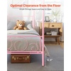 image:imageVEVOR Canopy Bed Frame Twin Size Metal Canopy Bed with Minimalist Headboard amp Four Posters Design Heavy Duty Steel Slats Support Underbed Storage Space No Box Spring Needed Easy Assembly PinkTwin