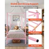image:imageVEVOR Canopy Bed Frame Twin Size Metal Canopy Bed with Minimalist Headboard amp Four Posters Design Heavy Duty Steel Slats Support Underbed Storage Space No Box Spring Needed Easy Assembly PinkTwin
