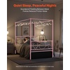 image:imageVEVOR Canopy Bed Frame Twin Size Metal Canopy Bed with Minimalist Headboard amp Four Posters Design Heavy Duty Steel Slats Support Underbed Storage Space No Box Spring Needed Easy Assembly PinkTwin