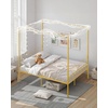 image:imageVEVOR Canopy Bed Frame Twin Size Metal Canopy Bed with Minimalist Headboard amp Four Posters Design Heavy Duty Steel Slats Support Underbed Storage Space No Box Spring Needed Easy Assembly PinkQueen