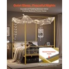 image:imageVEVOR Canopy Bed Frame Twin Size Metal Canopy Bed with Minimalist Headboard amp Four Posters Design Heavy Duty Steel Slats Support Underbed Storage Space No Box Spring Needed Easy Assembly PinkFull