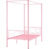 image:imageVEVOR Canopy Bed Frame Twin Size Metal Canopy Bed with Minimalist Headboard amp Four Posters Design Heavy Duty Steel Slats Support Underbed Storage Space No Box Spring Needed Easy Assembly PinkTwin
