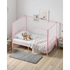 image:imageVEVOR Canopy Bed Frame Twin Size Metal Canopy Bed with Minimalist Headboard amp Four Posters Design Heavy Duty Steel Slats Support Underbed Storage Space No Box Spring Needed Easy Assembly PinkTwin