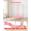 image:imageVEVOR Canopy Bed Frame Twin Size Metal Canopy Bed with Minimalist Headboard amp Four Posters Design Heavy Duty Steel Slats Support Underbed Storage Space No Box Spring Needed Easy Assembly PinkTwin