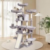 image:imageVEVOR Cat Tree for Indoor Cats 685 Cat Tower with 2 Cat Condos Sisal Scratching Post Hammocks Top Perches Jumping Platforms and Ramp Cat Furniture Activity Center with Hang Balls Light GreyLight Grey