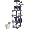image:imageVEVOR Cat Tree for Indoor Cats 685 Cat Tower with 2 Cat Condos Sisal Scratching Post Hammocks Top Perches Jumping Platforms and Ramp Cat Furniture Activity Center with Hang Balls Light GreyDark Grey