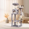 image:imageVEVOR Cat Tree for Indoor Cats 685 Cat Tower with 2 Cat Condos Sisal Scratching Post Hammocks Top Perches Jumping Platforms and Ramp Cat Furniture Activity Center with Hang Balls Light GreyLight Grey