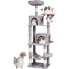 image:imageVEVOR Cat Tree for Indoor Cats 685 Cat Tower with 2 Cat Condos Sisal Scratching Post Hammocks Top Perches Jumping Platforms and Ramp Cat Furniture Activity Center with Hang Balls Light GreyLight Grey