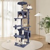 image:imageVEVOR Cat Tree for Indoor Cats 685 Cat Tower with 2 Cat Condos Sisal Scratching Post Hammocks Top Perches Jumping Platforms and Ramp Cat Furniture Activity Center with Hang Balls Light GreyDark Grey
