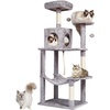 image:imageVEVOR Cat Tree for Indoor Cats 685 Cat Tower with 2 Cat Condos Sisal Scratching Post Hammocks Top Perches Jumping Platforms and Ramp Cat Furniture Activity Center with Hang Balls Light GreyLight Grey