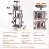 image:imageVEVOR Cat Tree for Indoor Cats 685 Cat Tower with 2 Cat Condos Sisal Scratching Post Hammocks Top Perches Jumping Platforms and Ramp Cat Furniture Activity Center with Hang Balls Light GreyLight Grey