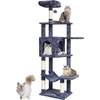 image:imageVEVOR Cat Tree for Indoor Cats 685 Cat Tower with 2 Cat Condos Sisal Scratching Post Hammocks Top Perches Jumping Platforms and Ramp Cat Furniture Activity Center with Hang Balls Light GreyDark Grey