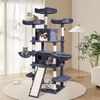 image:imageVEVOR Cat Tree for Indoor Cats 685 Cat Tower with 2 Cat Condos Sisal Scratching Post Hammocks Top Perches Jumping Platforms and Ramp Cat Furniture Activity Center with Hang Balls Light GreyDark Grey