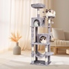 image:imageVEVOR Cat Tree for Indoor Cats 685 Cat Tower with 2 Cat Condos Sisal Scratching Post Hammocks Top Perches Jumping Platforms and Ramp Cat Furniture Activity Center with Hang Balls Light GreyLight Grey