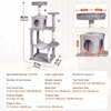 image:imageVEVOR Cat Tree for Indoor Cats 685 Cat Tower with 2 Cat Condos Sisal Scratching Post Hammocks Top Perches Jumping Platforms and Ramp Cat Furniture Activity Center with Hang Balls Light GreyLight Grey