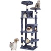 image:imageVEVOR Cat Tree for Indoor Cats 685 Cat Tower with 2 Cat Condos Sisal Scratching Post Hammocks Top Perches Jumping Platforms and Ramp Cat Furniture Activity Center with Hang Balls Light GreyDark Grey