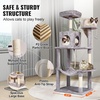 image:imageVEVOR Cat Tree for Indoor Cats 685 Cat Tower with 2 Cat Condos Sisal Scratching Post Hammocks Top Perches Jumping Platforms and Ramp Cat Furniture Activity Center with Hang Balls Light GreyLight Grey