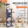 image:imageVEVOR Cat Tree for Indoor Cats 685 Cat Tower with 2 Cat Condos Sisal Scratching Post Hammocks Top Perches Jumping Platforms and Ramp Cat Furniture Activity Center with Hang Balls Light GreyDark Grey