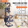 image:imageVEVOR Cat Tree for Indoor Cats 685 Cat Tower with 2 Cat Condos Sisal Scratching Post Hammocks Top Perches Jumping Platforms and Ramp Cat Furniture Activity Center with Hang Balls Light GreyDark Grey