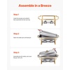image:imageVEVOR Chafing Dish Buffet Set 8 Qt 6 Pack Stainless Steel Chafer with 6 Full Size Pans Rectangle Catering Warmer Server with Lid Water Pan Stand Fuel Holder for Weddings Parties Banquets SilverGold