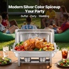 image:imageVEVOR Chafing Dish Buffet Set 8 Qt 6 Pack Stainless Steel Chafer with 6 Full Size Pans Rectangle Catering Warmer Server with Lid Water Pan Stand Fuel Holder for Weddings Parties Banquets SilverSilver
