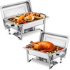 image:imageVEVOR Chafing Dish Buffet Set 8 Qt 6 Pack Stainless Steel Chafer with 6 Full Size Pans Rectangle Catering Warmer Server with Lid Water Pan Stand Fuel Holder for Weddings Parties Banquets SilverSilver