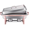 image:imageVEVOR Chafing Dish Buffet Set 8 Qt 6 Pack Stainless Steel Chafer with 6 Full Size Pans Rectangle Catering Warmer Server with Lid Water Pan Stand Fuel Holder for Weddings Parties Banquets SilverRose Gold